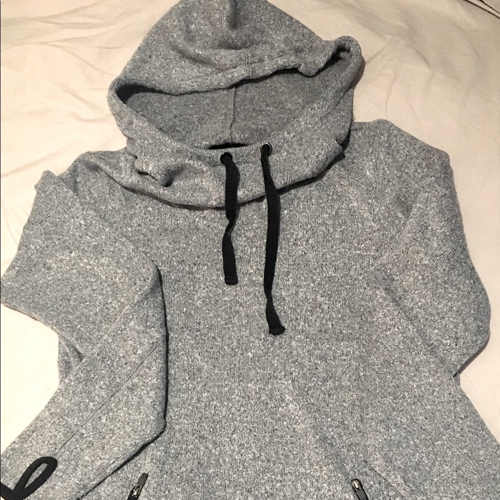Gray Hoodie with Slouchy Neck